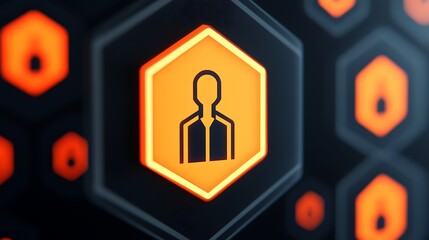 Poster - Glowing Hexagon Profile Icon on Futuristic Network Background