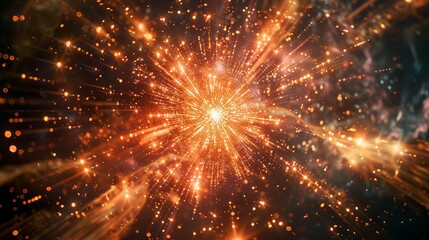 Wall Mural - A photo of fireworks creating patterns in space.