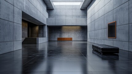 Aufkleber - Asymmetrical design inspiration in modern architecture minimalist gallery space urban environment wide-angled view