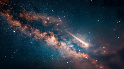 Wall Mural - A photo of fireworks with a comet in the background