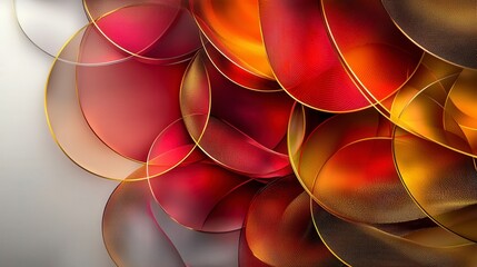 Poster - Vibrant abstract design digital art concentric circles warm hues of red and gold modern environment artistic expression