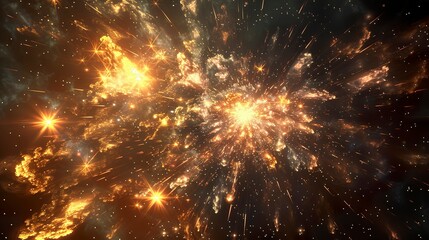 Wall Mural - A photo of fireworks with a distant quasar.
