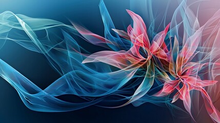 Leinwandbilder - Vibrant abstract floral art curved lines shifting in dynamic directions - a digital illustration perspective