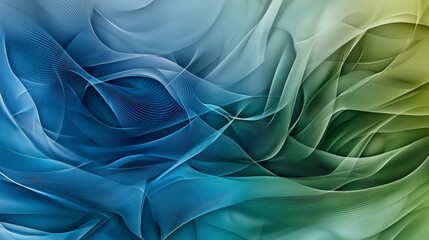 Poster - dynamic flowing patterns of blue and green curves abstract design digital art contemporary style ele