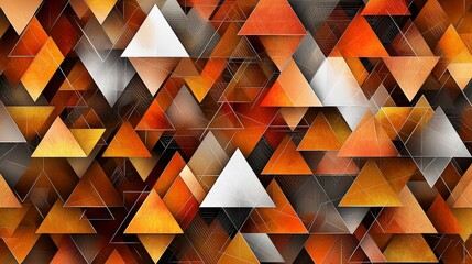 Aufkleber - Dynamic layered triangles in warm shades of orange and brown abstract composition digital art modern aesthetic
