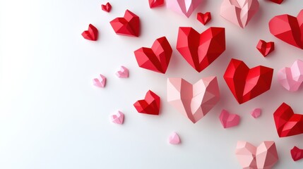Poster - Colorful 3D Hearts in Various Shapes and Sizes on a White Background