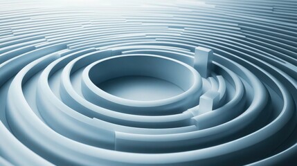 Wall Mural - Abstract growing blue radio wave rings from top side animated background. Expanding white grey square rings minimal animation.