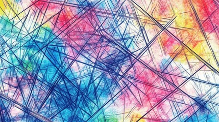 Wall Mural - Artistic sketch draw backdrop material. Abstract geometric pattern. Chaos and random. Modern art drawing painting. 2d illustration. Digital texture wallpaper.