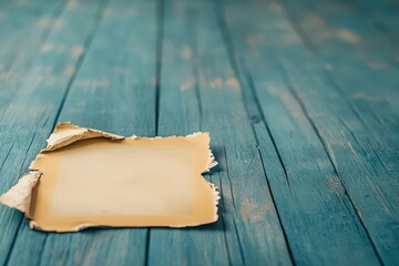 Fototapete - A Simple Yet Elegant Piece of Paper Resting on a Rustic Wooden Table Evoking a Sense of Calmness and Nostalgia in a Cozy Indoor Setting