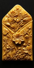 Poster - envelope sealed with golden beeswax, its embossed seal showcasing intricate floral patterns