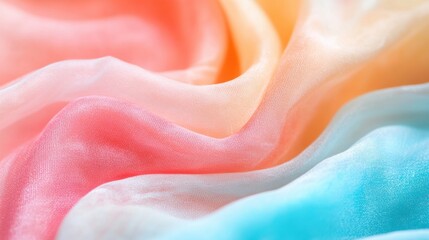 Poster - Soft pastel fabric draped gracefully with gentle waves and flowing colors in a tranquil composition