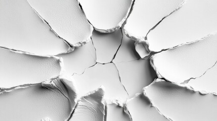 Poster - Cracked white surface with an intricate pattern showcasing wear and texture during bright daylight