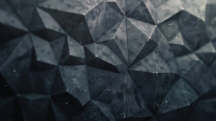Poster - Abstract geometric pattern with dark tones showcasing triangular facets and textures