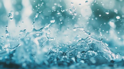 Poster - Water droplets splash dynamically creating ripples on a tranquil surface during a sunny afternoon