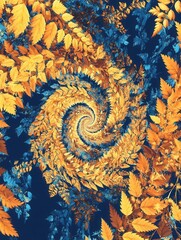 Aufkleber - golden leaves spiraling downwards, their warm hues glowing brightly against the rich blue of a cloudless sky