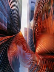Poster - an abstract 4k image reveals how architecture's straight edges morph into flowing patterns on a meta