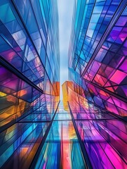 Poster - reflective glass transforms a minimalist building into a mesmerizing kaleidoscope of patterns