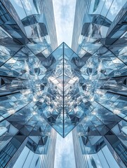 Poster - reflective glass transforms a minimalist building into a mesmerizing kaleidoscope of patterns