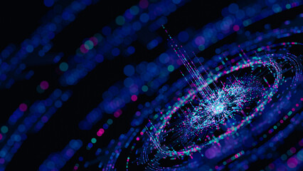 Poster - Big data artificial intelligence machine learning neural network flow complex information science innovation technology data analysis visualization cyberspace future. 3d rendering..