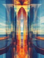 Poster - reflections of classical and modern architecture, blending their forms into a harmonious visual dance