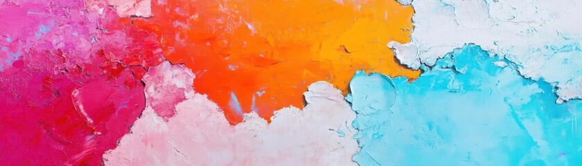Poster - Vibrant Abstract Artwork Featuring a Symphony of Colorful Paints on a Crisp White Canvas Evoking Joyful Emotions and Creative Expression in Artistry