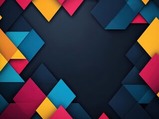 Poster - Vibrant and Colorful Geometric Shapes Forming an Intricate Pattern on a Deep Black Background Creating a Bold and Modern Artistic Visual Experience