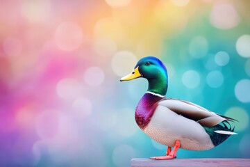 Poster - An artistic depiction of a duck in abstract watercolor style, vibrant colors