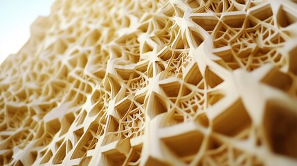 Poster - Intricate Beige Geometric Network: Abstract 3D Pattern Texture