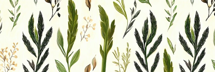 Aufkleber - Elegant Display of Repeating Green and White Asparagus Spears on a Soft Pastel Background