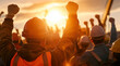© filmanana - Workers Unite Powerful Labor Disputes Protest at Sunset