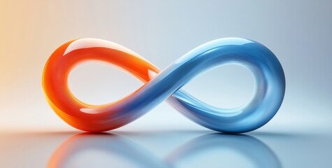 Fototapete - Blue Orange Technology Art Light and shadow intertwined abstract art