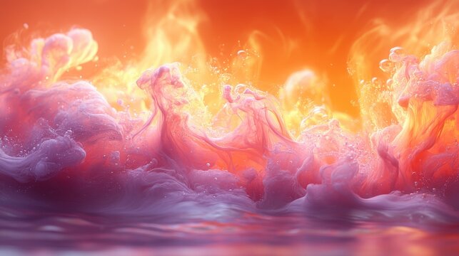 Fiery Waves and Sparkling Particles: An Abstract Digital Artwork