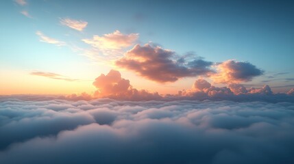 Wall Mural - Sunset cloudscape above a sea of clouds.