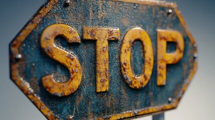 Wall Mural - Rusty octagonal stop sign, weathered, old.