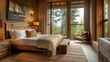 © FC - Natural wood bedroom decor, highlighting warm wood tones and organic materials for a tranquil and inviting space
