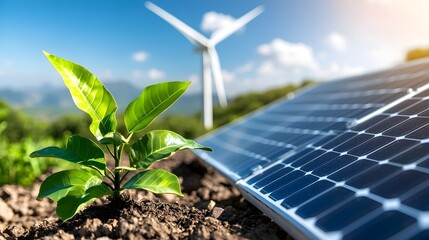 Leinwandbilder - Futuristic energy distribution system seamlessly integrating wind solar and conventional power sources driven by advanced and automation technologies for optimized