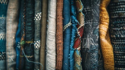 Poster - A collection of fabric swatches with various patterns and textures.