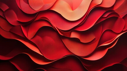 Poster - Abstract Red Waves with Textured Layers in Dynamic Motion Design