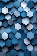 Poster - abstract blue and gray hexagon pattern background texture design