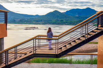 27 November 2024 Kaeng Kut Ku, Chiang Khan, Loei, Thailand, a tourist attraction on the Mekong River.