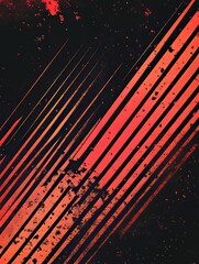 Fototapete - Red and orange  stripes creating dynamic visual on black background