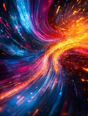 Fototapete - Colorful light trails flowing through space and time