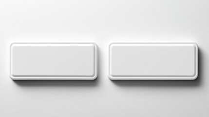Two Blank White Rectangular Buttons on White Background