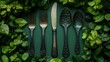 © Linus - A set of silverware is displayed in a green leafy setting