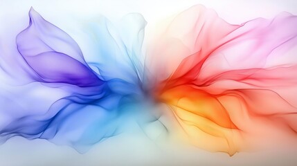Poster - A colorful, abstract painting of a flower with a rainbow background. The painting is full of vibrant colors and has a dreamy, whimsical feel to it. AI generated.