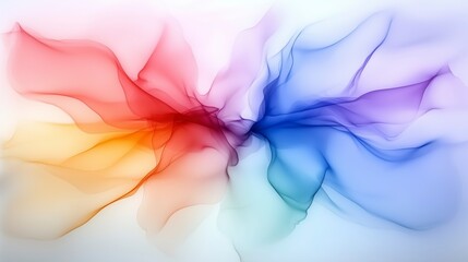 Poster - A colorful, abstract painting with a rainbow of colors. The painting is full of energy and movement, with the colors blending and swirling together. AI generated.
