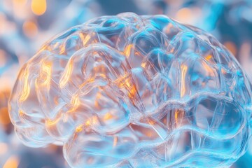 Poster - Brain model showcasing intricate details with vibrant lighting and blurred background effects