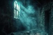 © furyon - gothic horror scene of ancient cobwebs illuminated by single shaft of dusty light in dark victorian attic creating mysterious shadows