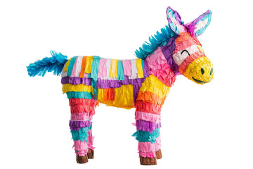 Wall Mural - Bright colorful donkey pinata transparent background. PNG 