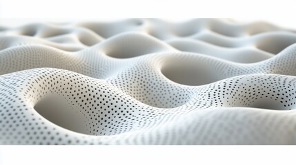 Poster - Abstract 3D white surface with dotted texture and undulating forms.